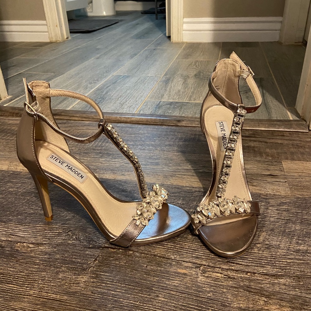 Silver strappy heels